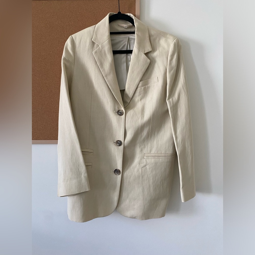 COS Relaxed Fit Lightweight Linen Blazer Light Beige